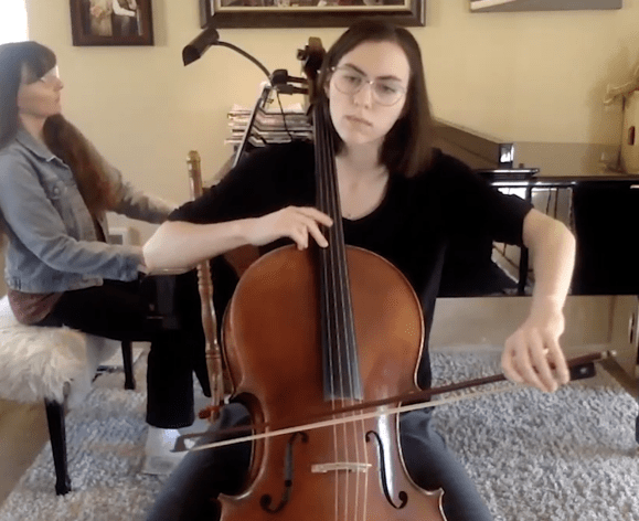 Amy Wheeler playing the cello